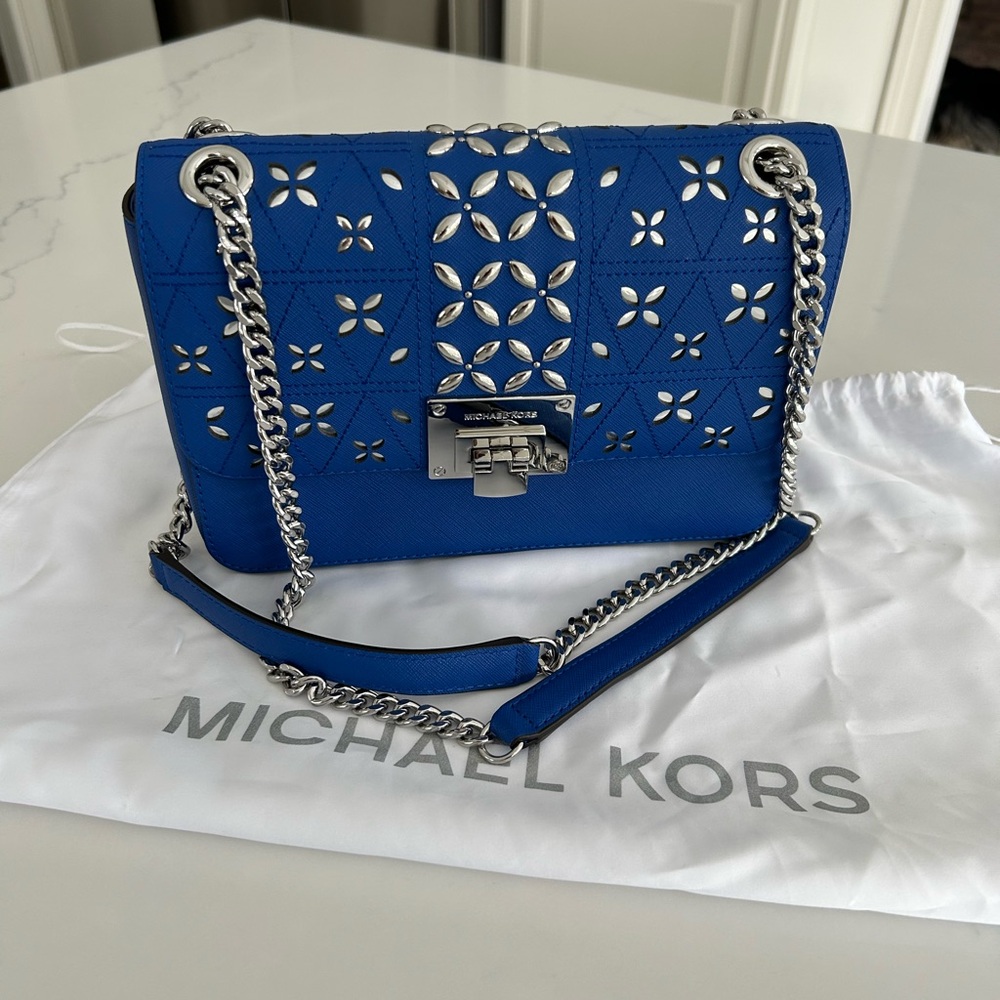 Michael Kors Blue Cutout Shoulder Bag